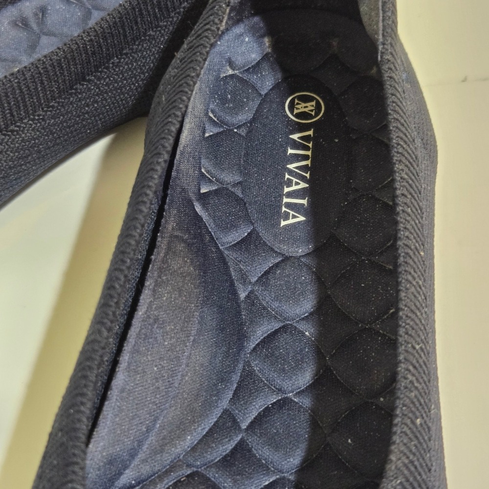 Vivaia Claire Ballet Walking Flats 9 / 40 Navy Blue Knit Round Toe Sustainable - Picture 4 of 6